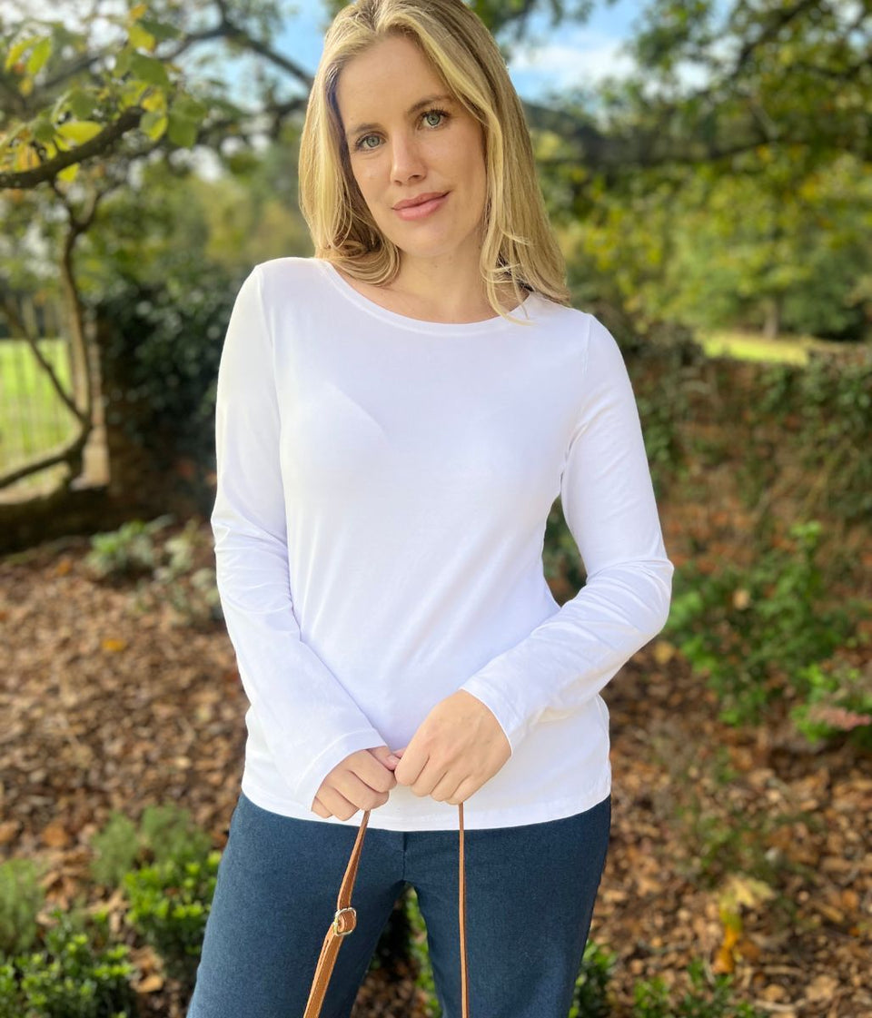 Ex Seasalt White Organic Cotton Rich Long Sleeve Top
