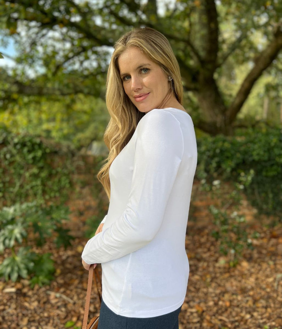 Ex Seasalt White Organic Cotton Rich Long Sleeve Top