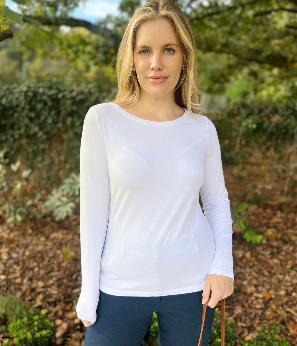 Ex Seasalt White Organic Cotton Rich Long Sleeve Top