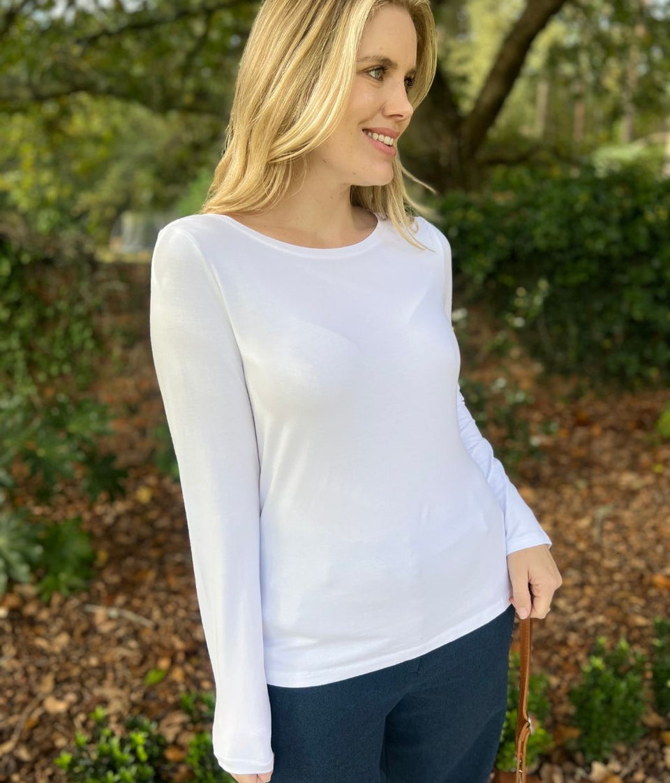 Ex Seasalt White Organic Cotton Rich Long Sleeve Top
