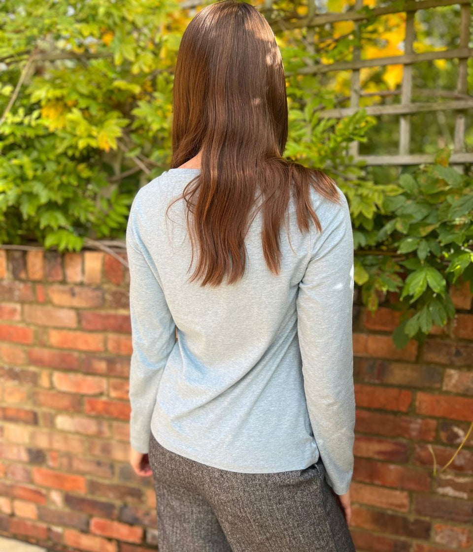Ex Seasalt Light Blue Organic Cotton Rich Long Sleeve Top