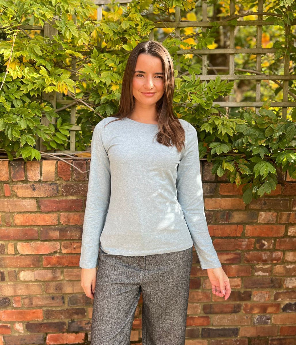 Ex Seasalt Light Blue Organic Cotton Rich Long Sleeve Top