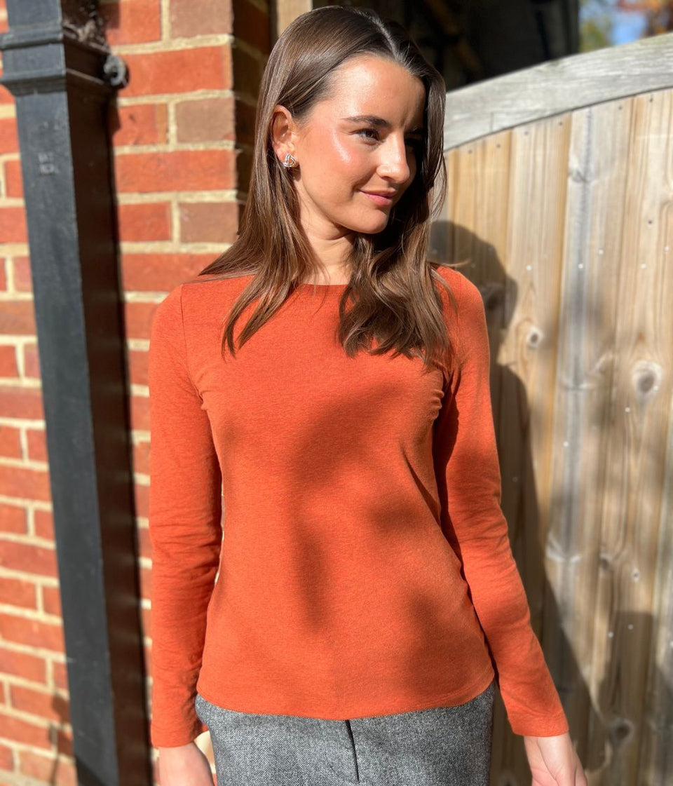 Ex Seasalt Orange Organic Cotton Rich Long Sleeve Top