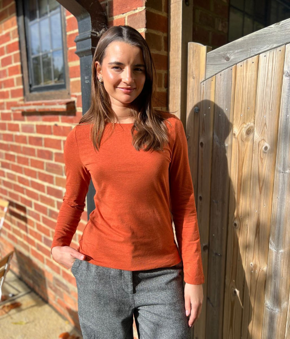 Ex Seasalt Orange Organic Cotton Rich Long Sleeve Top