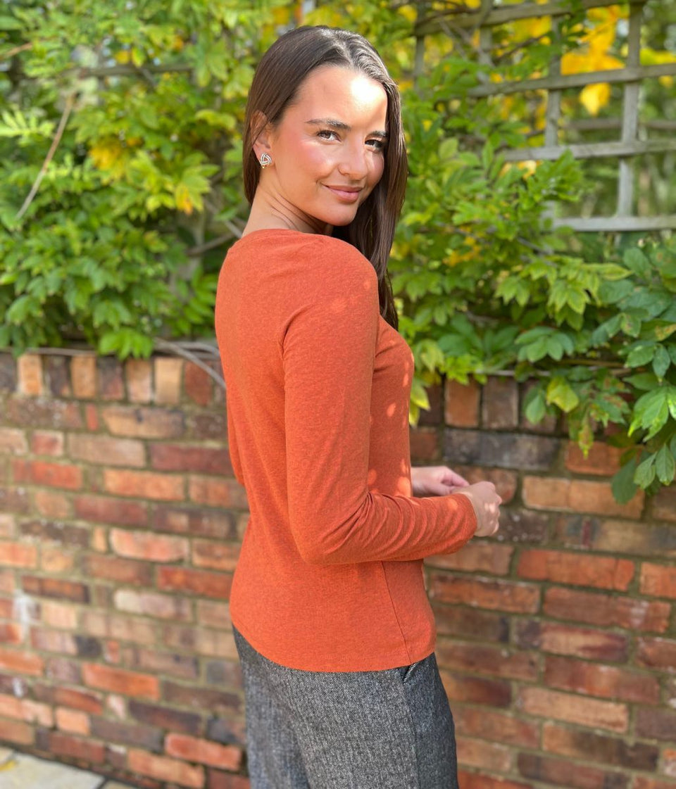 Ex Seasalt Orange Organic Cotton Rich Long Sleeve Top