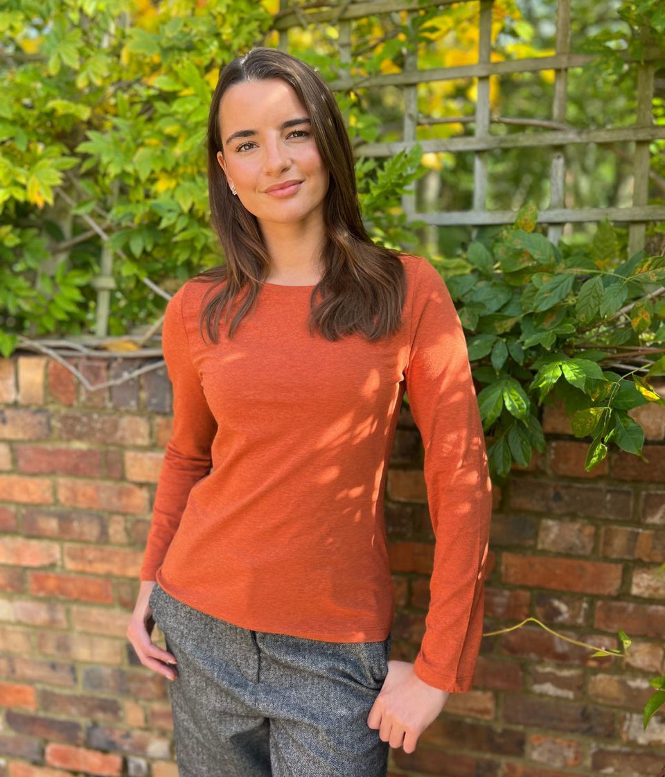 Ex Seasalt Orange Organic Cotton Rich Long Sleeve Top