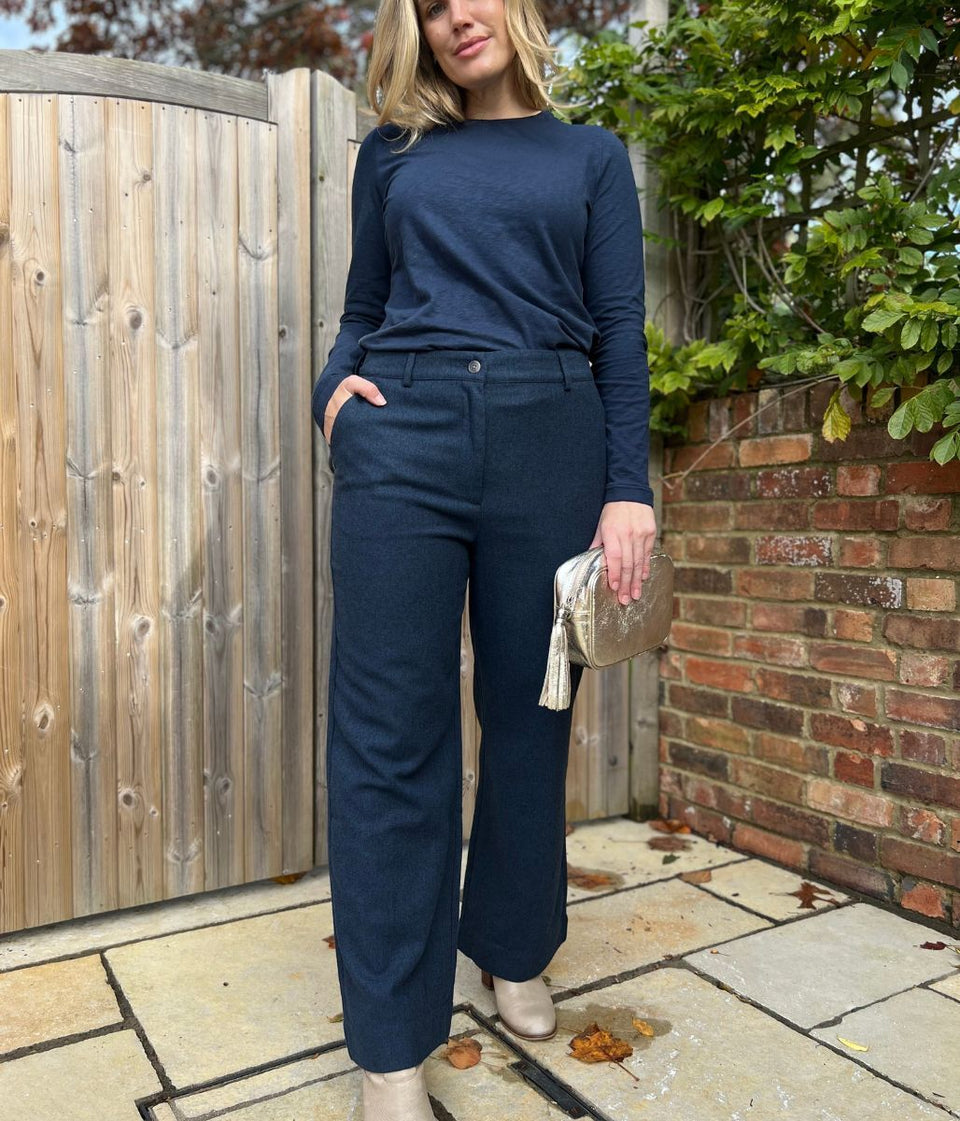 Ex Seasalt Navy Organic Cotton Rich Long Sleeve Top