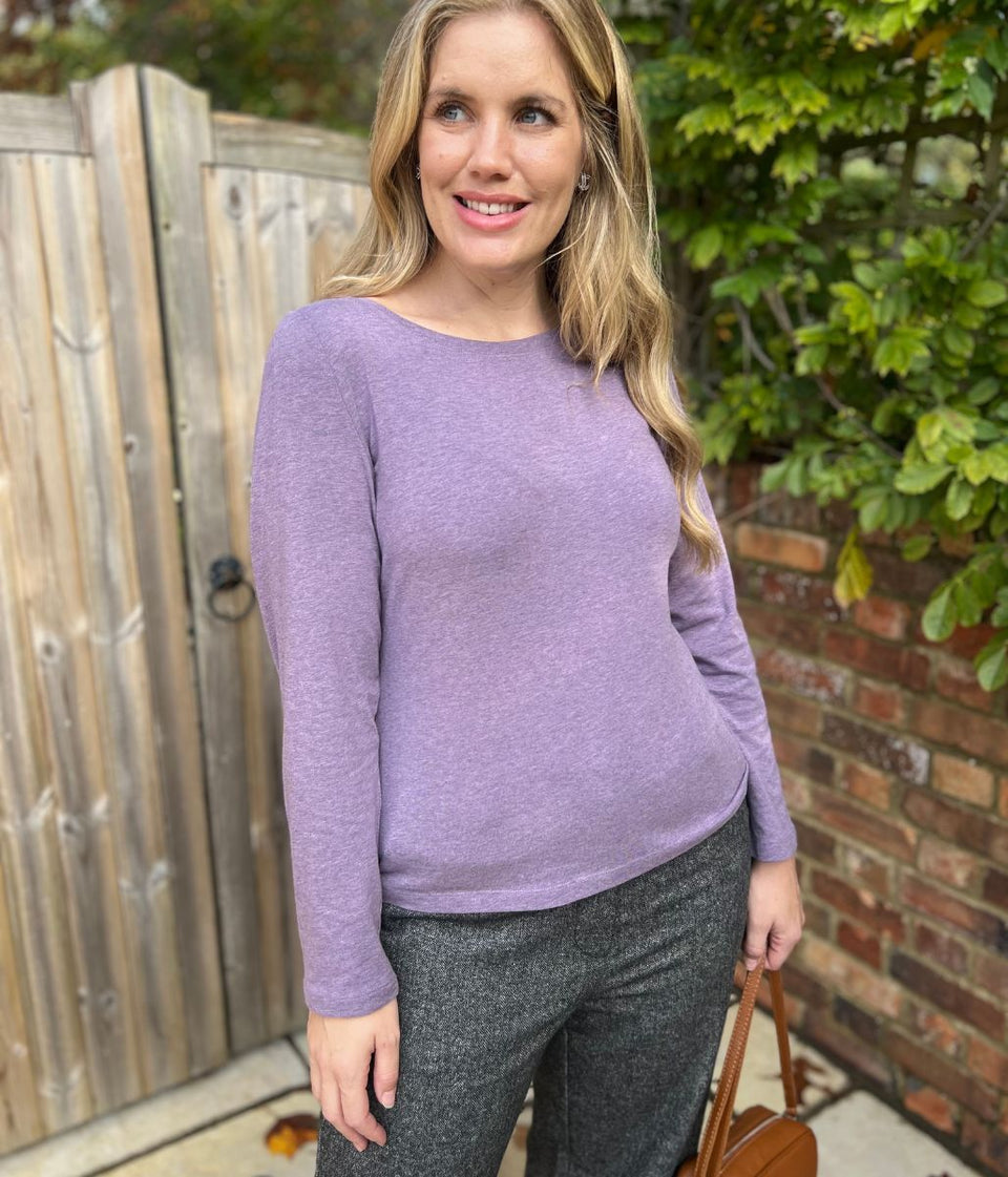 Ex Seasalt Mauve Organic Cotton Rich Long Sleeve Top