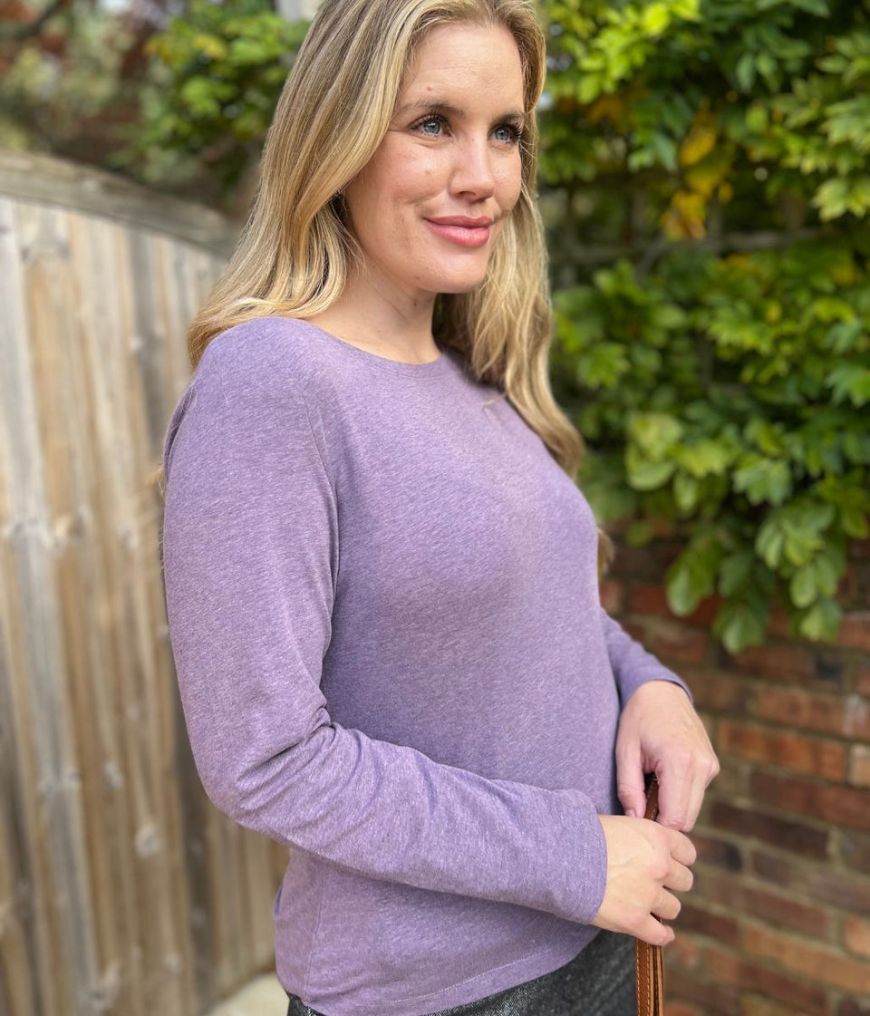 Ex Seasalt Mauve Organic Cotton Rich Long Sleeve Top