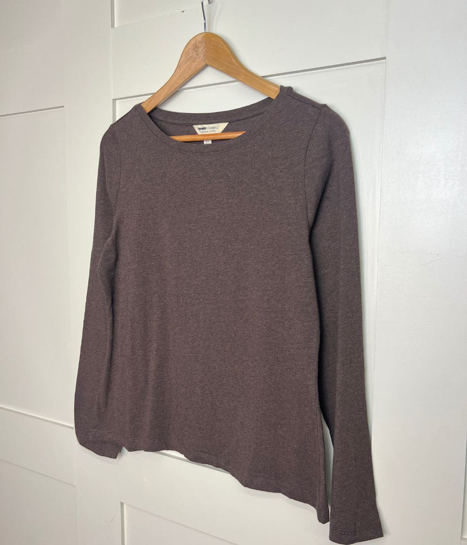 Ex Seasalt Chocolate Brown Organic Cotton Rich Long Sleeve Top