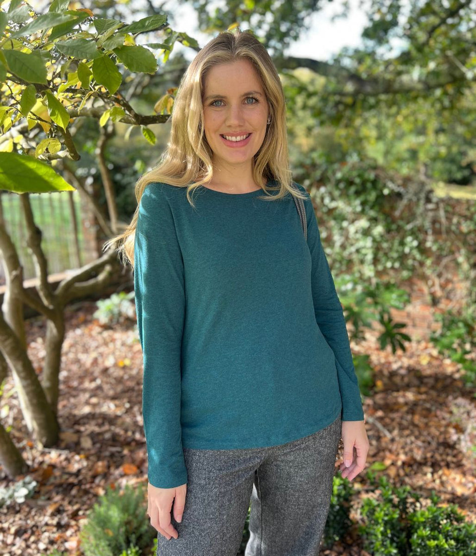 Ex Seasalt Teal Organic Cotton Rich Long Sleeve Top