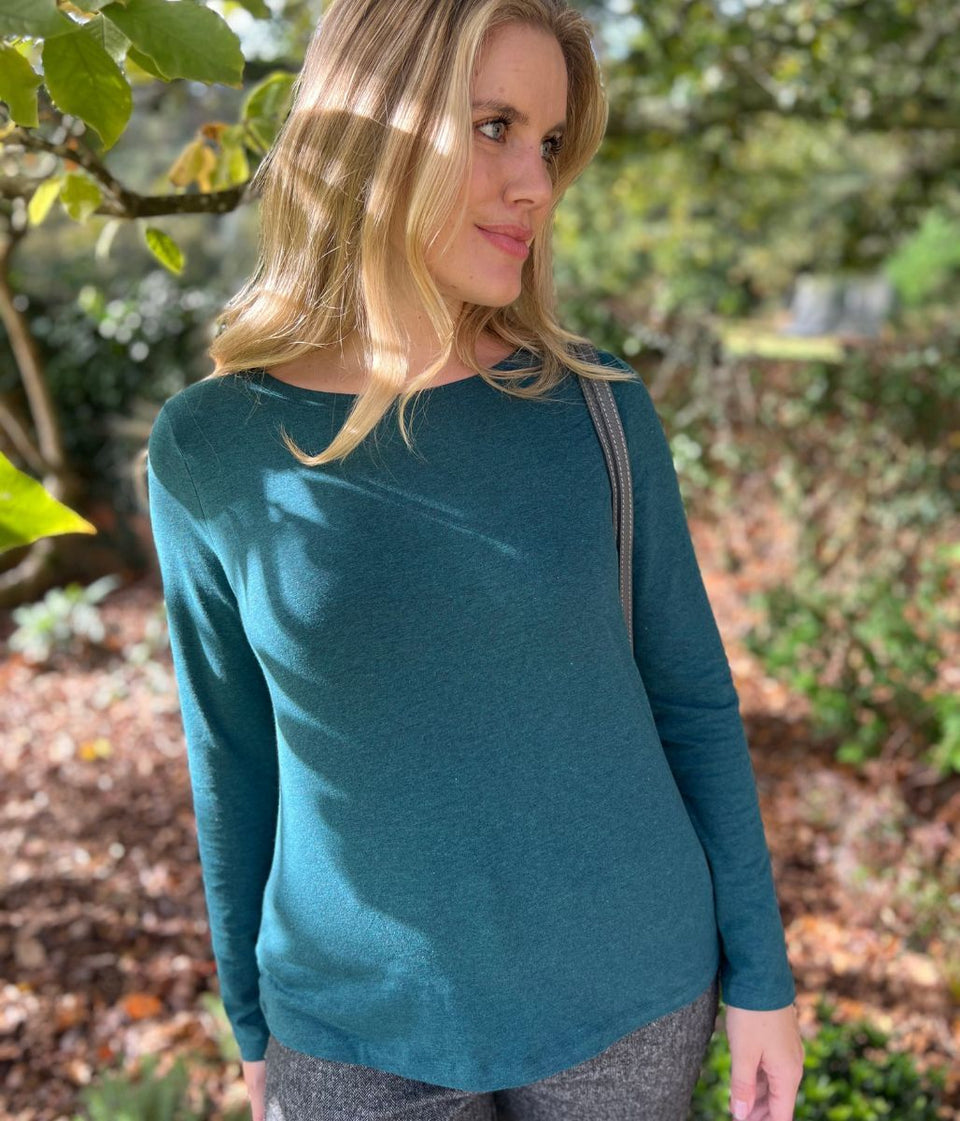 Ex Seasalt Teal Organic Cotton Rich Long Sleeve Top
