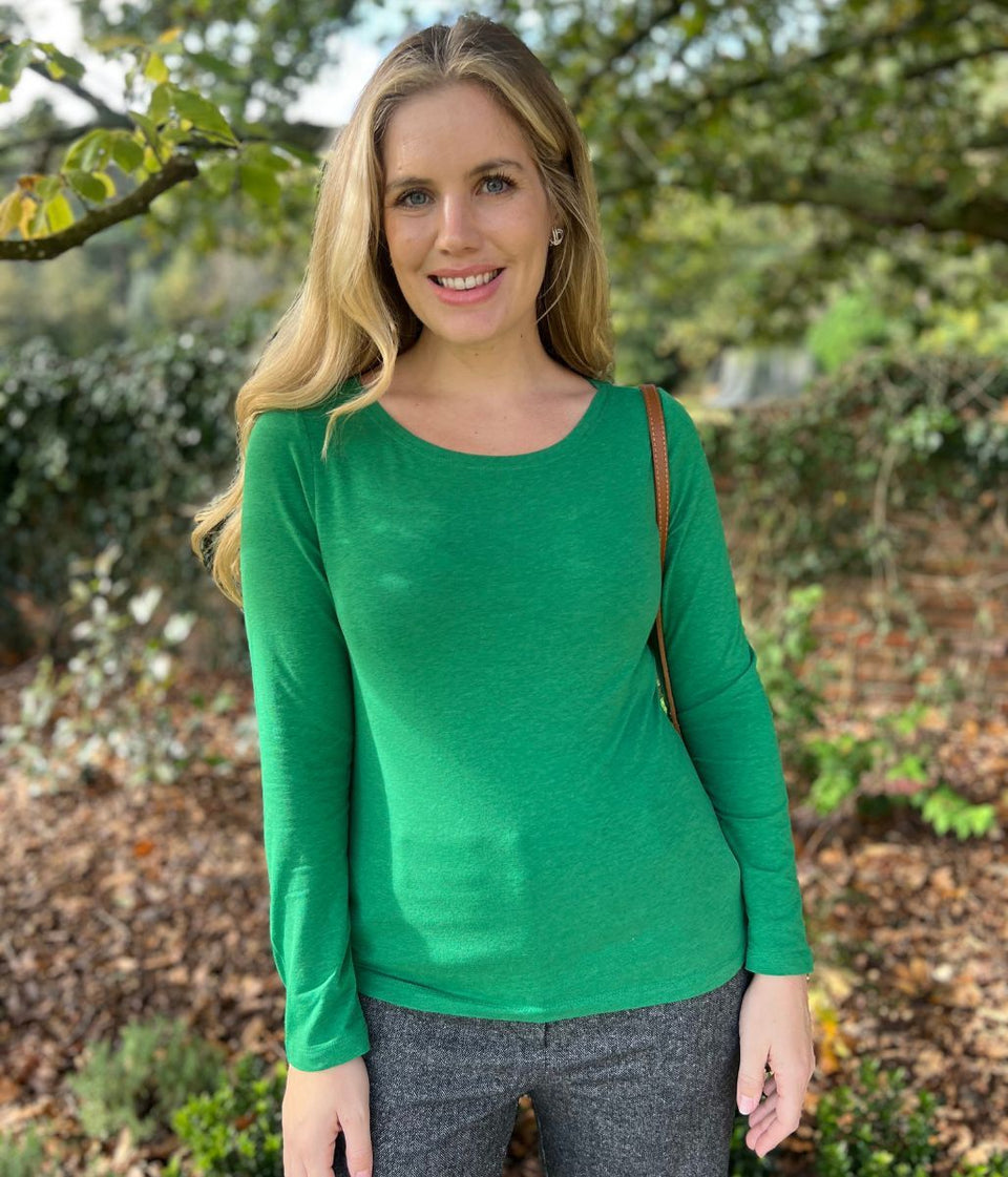 Ex Seasalt Green Organic Cotton Rich Long Sleeve Top