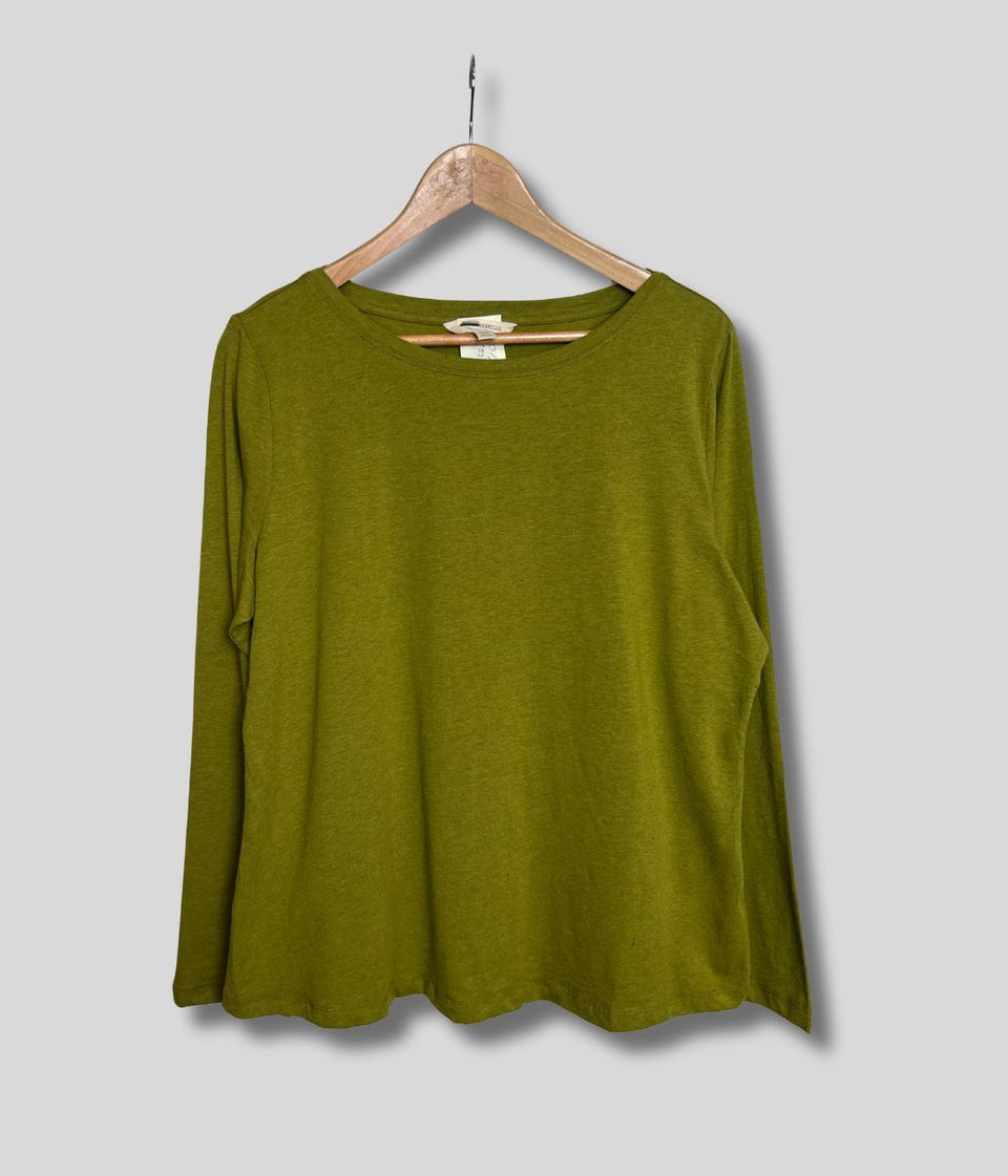 Ex Seasalt Olive Organic Cotton Rich Long Sleeve Top