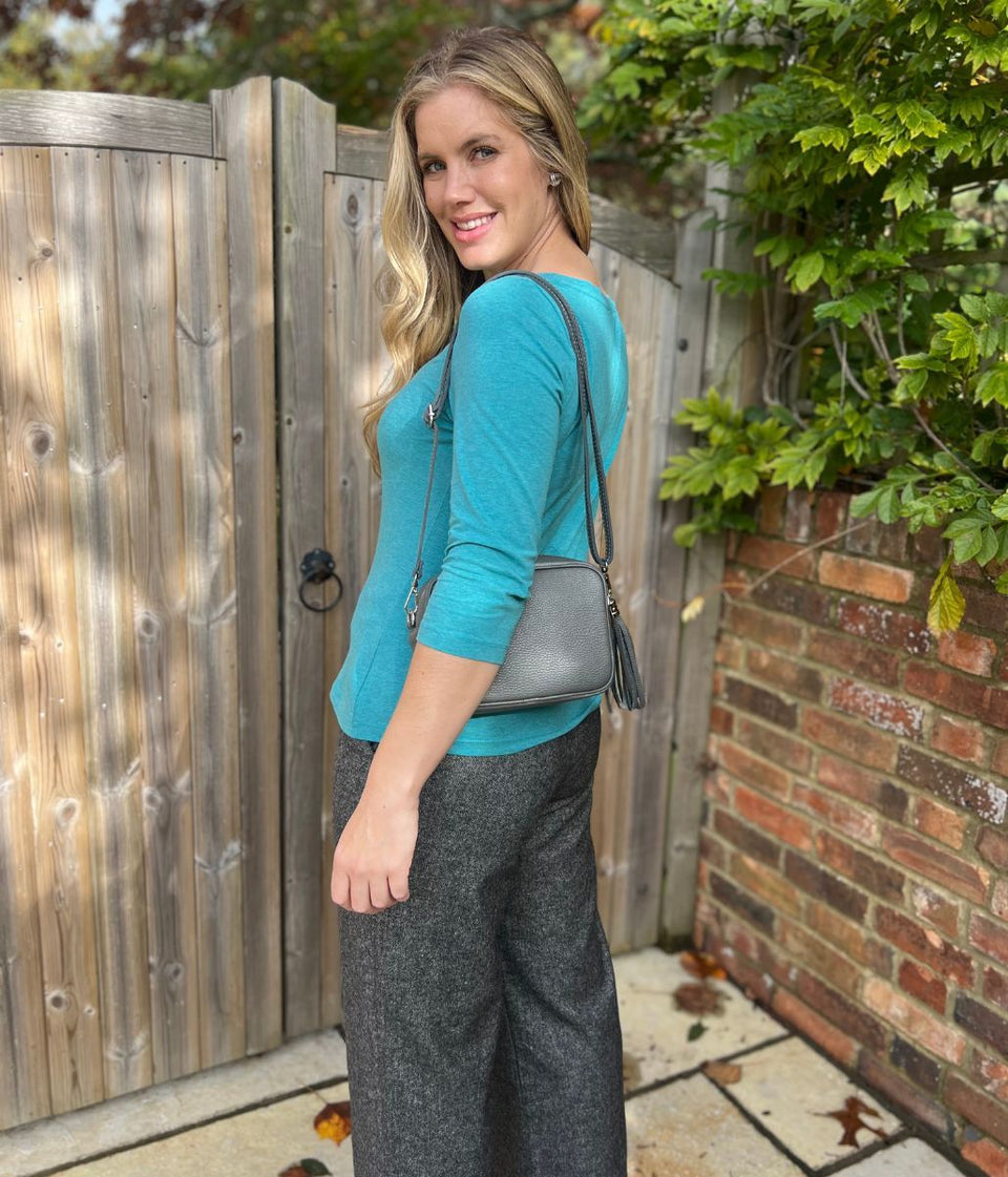 Ex Seasalt Turquoise Cotton Rich 3/4 Sleeve Top