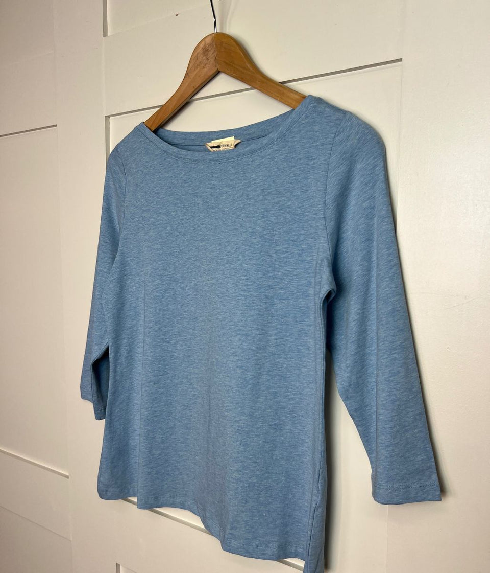 Ex Seasalt Light Blue Cotton Rich 3/4 Sleeve Top