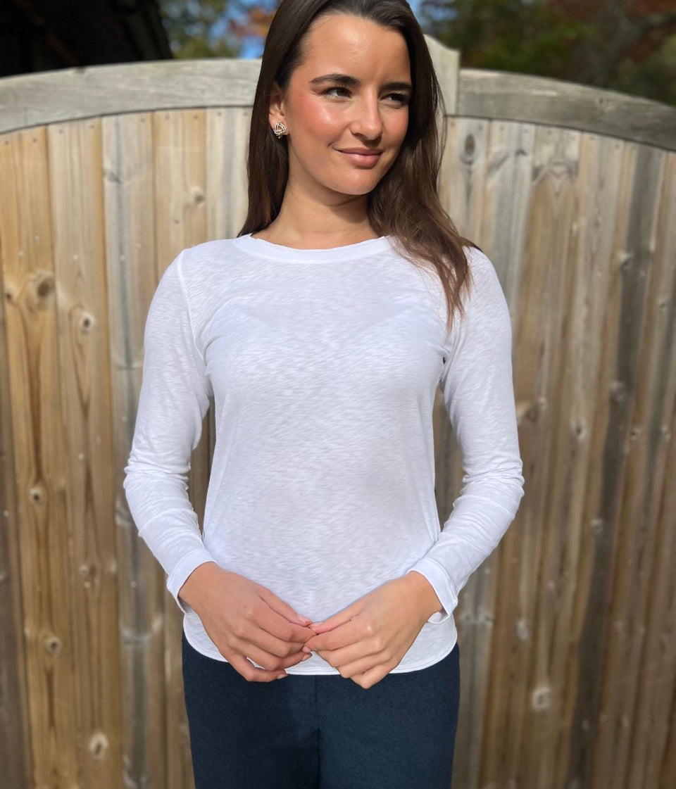 White Clara Long Sleeve Top