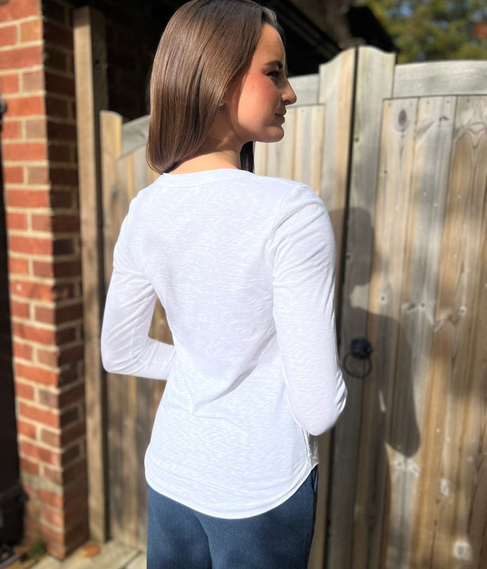 White Clara Long Sleeve Top