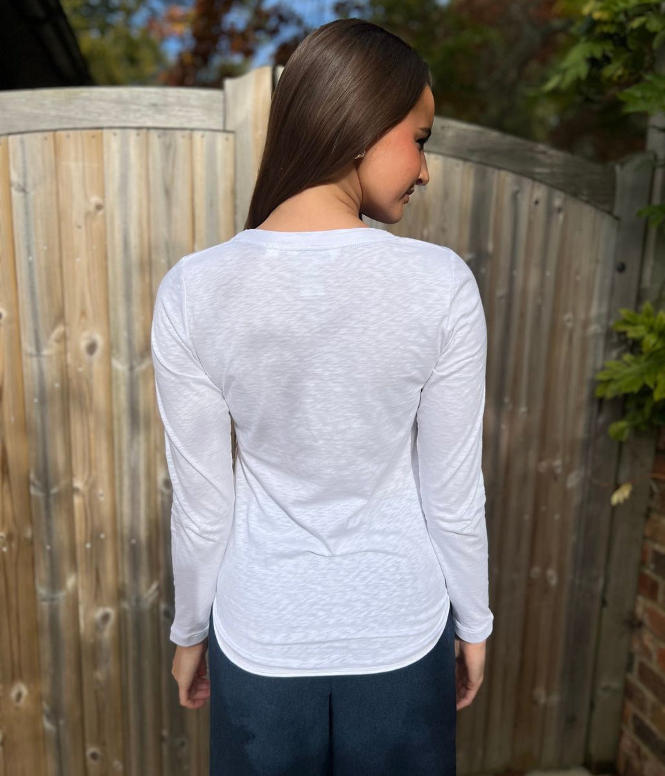 White Clara Long Sleeve Top
