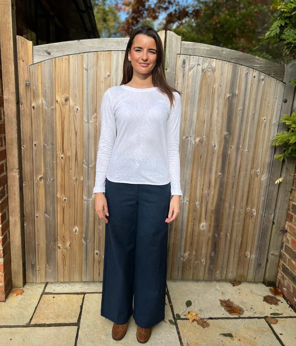 White Clara Long Sleeve Top