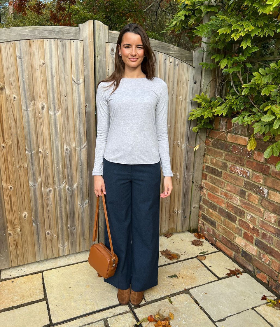 Grey Clara Long Sleeve Top