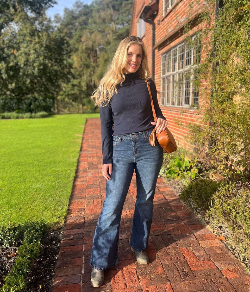 Ex Seasalt Navy Landing Roll Neck Top