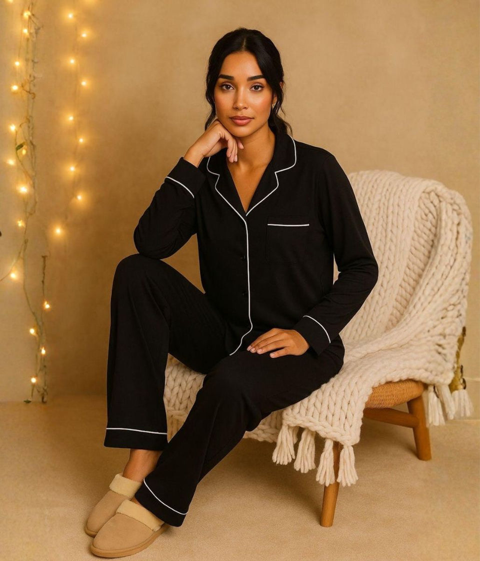Black Jersey Pyjama Set