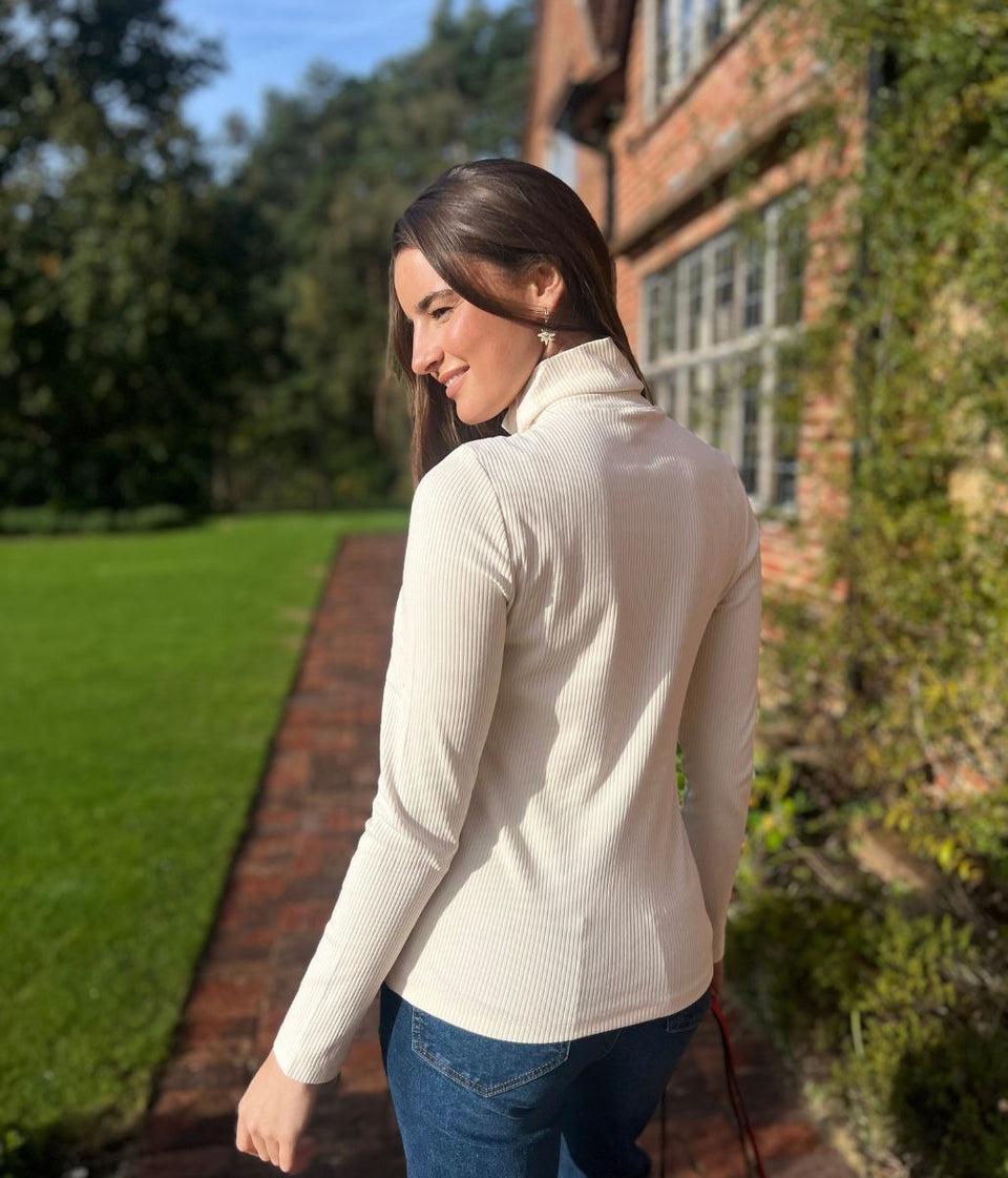 Ex Seasalt Ivory Landing Roll Neck Top