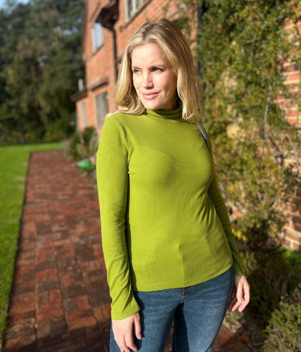 Ex Seasalt Green Landing Roll Neck Top