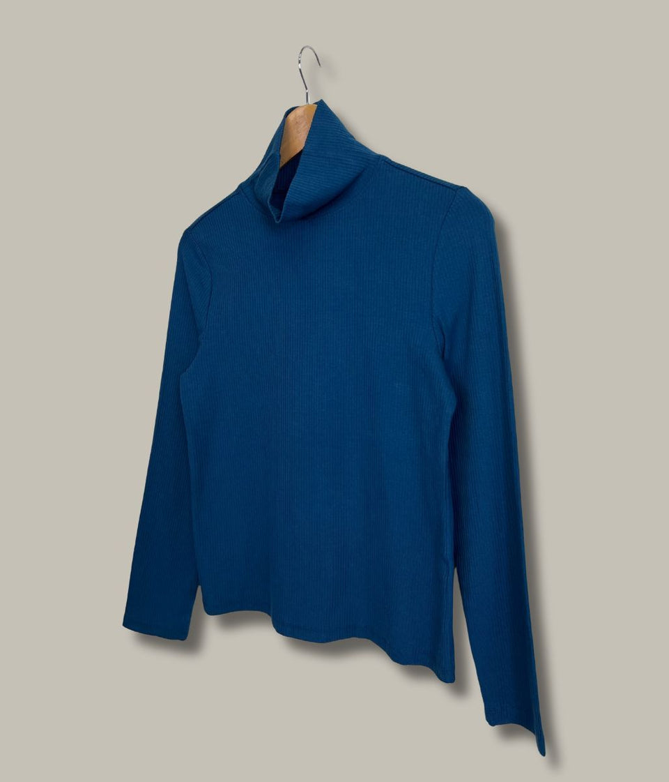 Ex Seasalt Teal Landing Roll Neck Top