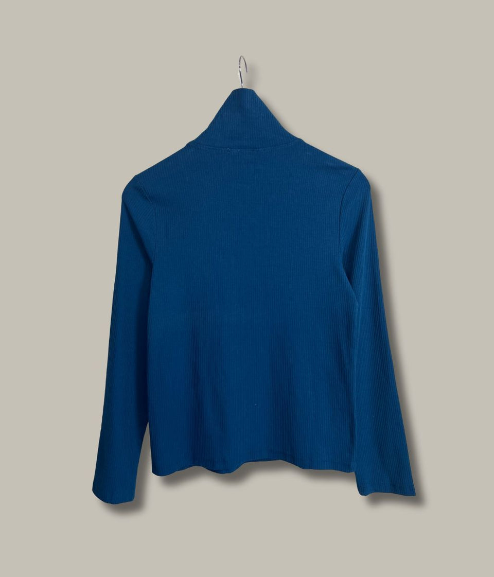 Ex Seasalt Teal Landing Roll Neck Top
