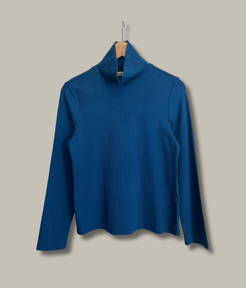 Ex Seasalt Teal Landing Roll Neck Top