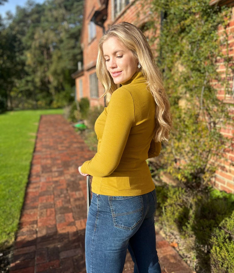Ex Seasalt Ochre Landing Roll Neck Top
