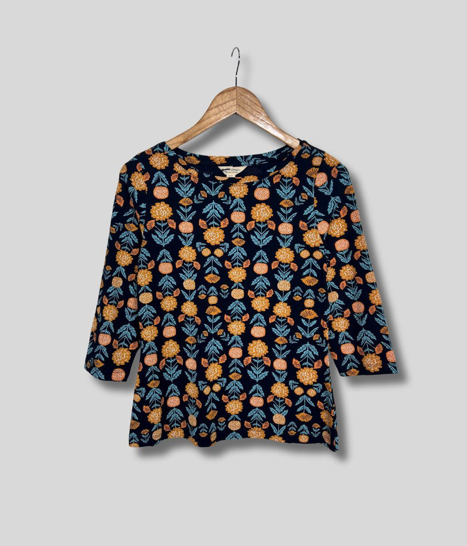 Ex Seasalt Marigold Print 3/4 Sleeve Top