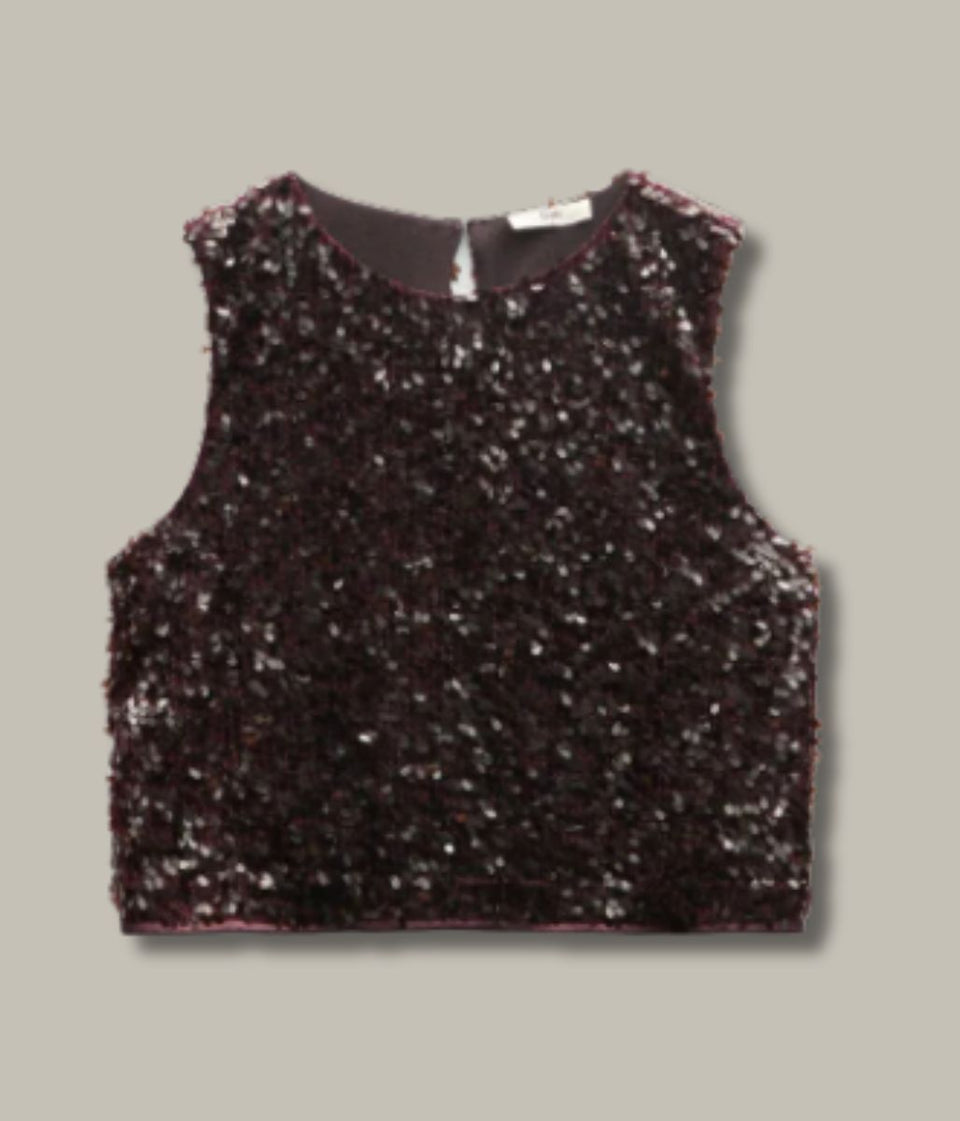 Zarina Deep Burgundy Sequin Top