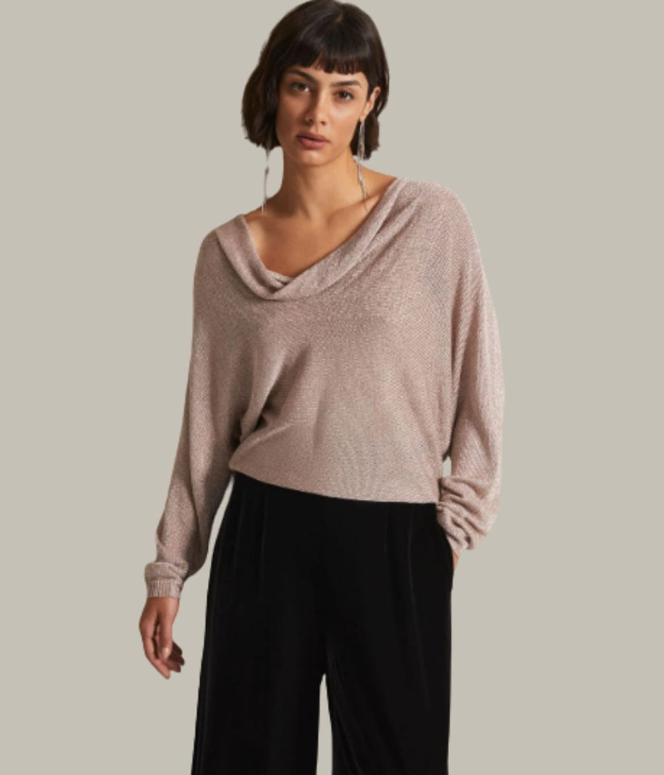 Malti Metallic Cowl Neck Knit