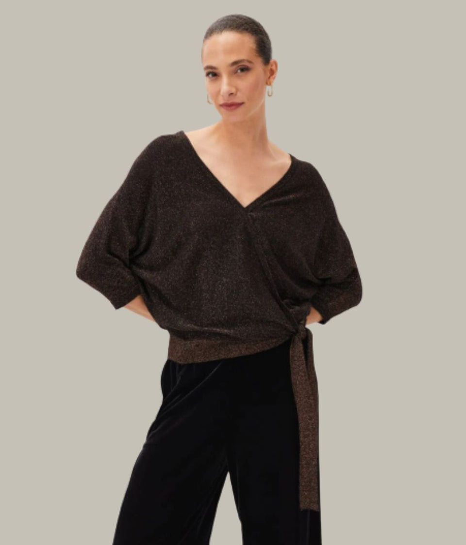 Bronze Harper Wrap Knit Top