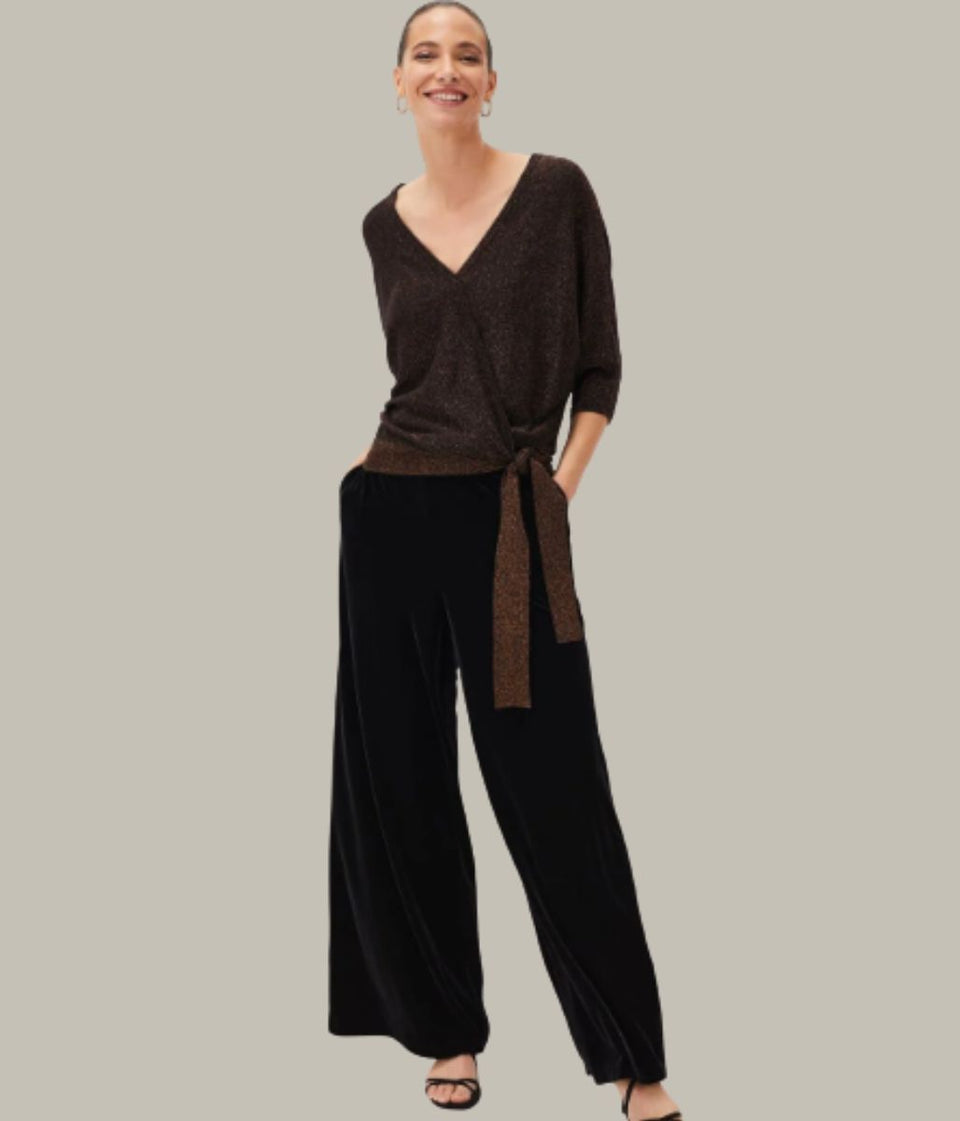 Bronze Harper Wrap Knit Top