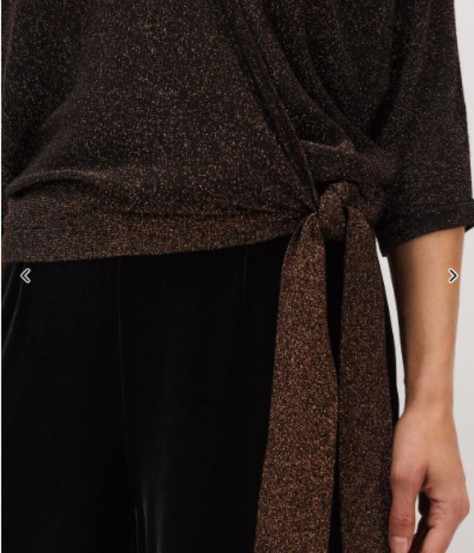 Bronze Harper Wrap Knit Top