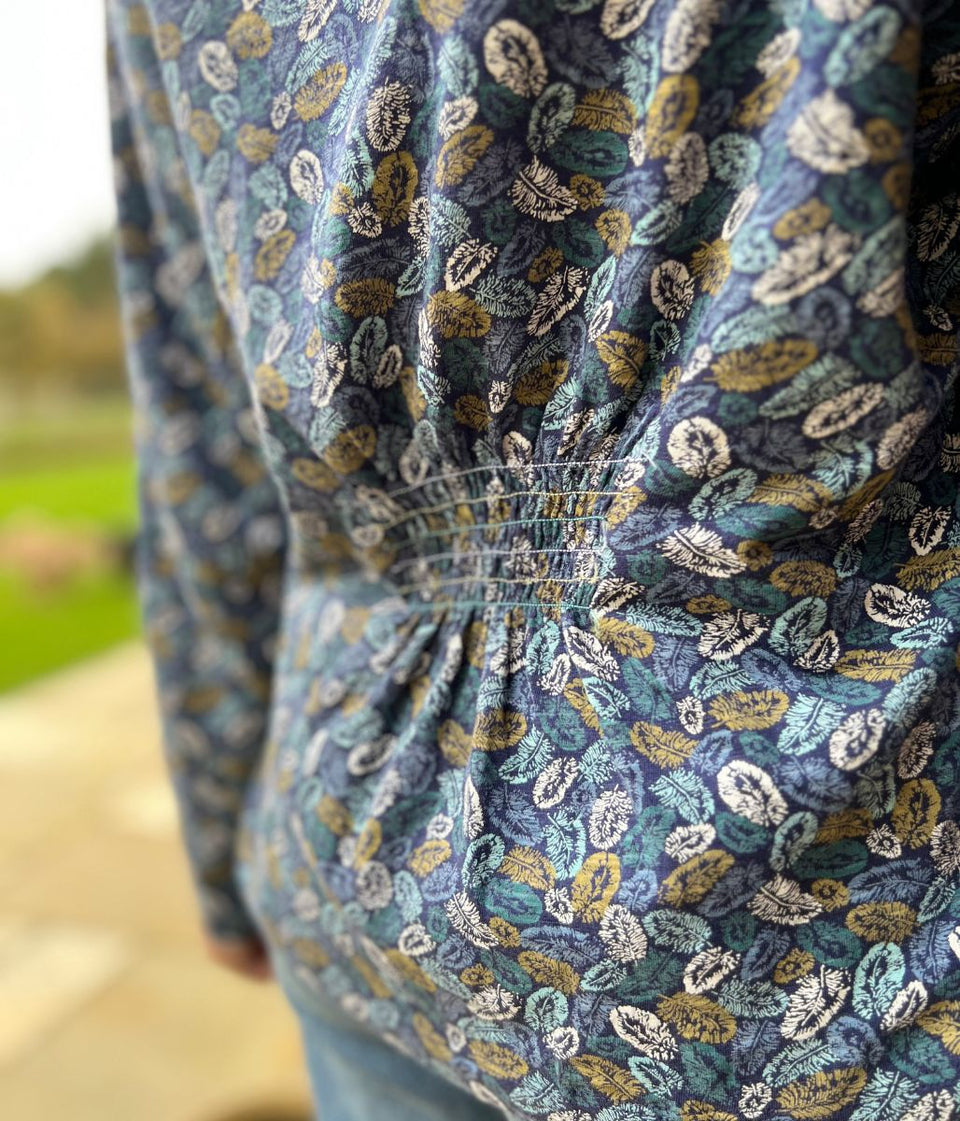 Blue Vintage Feather Grandad Top