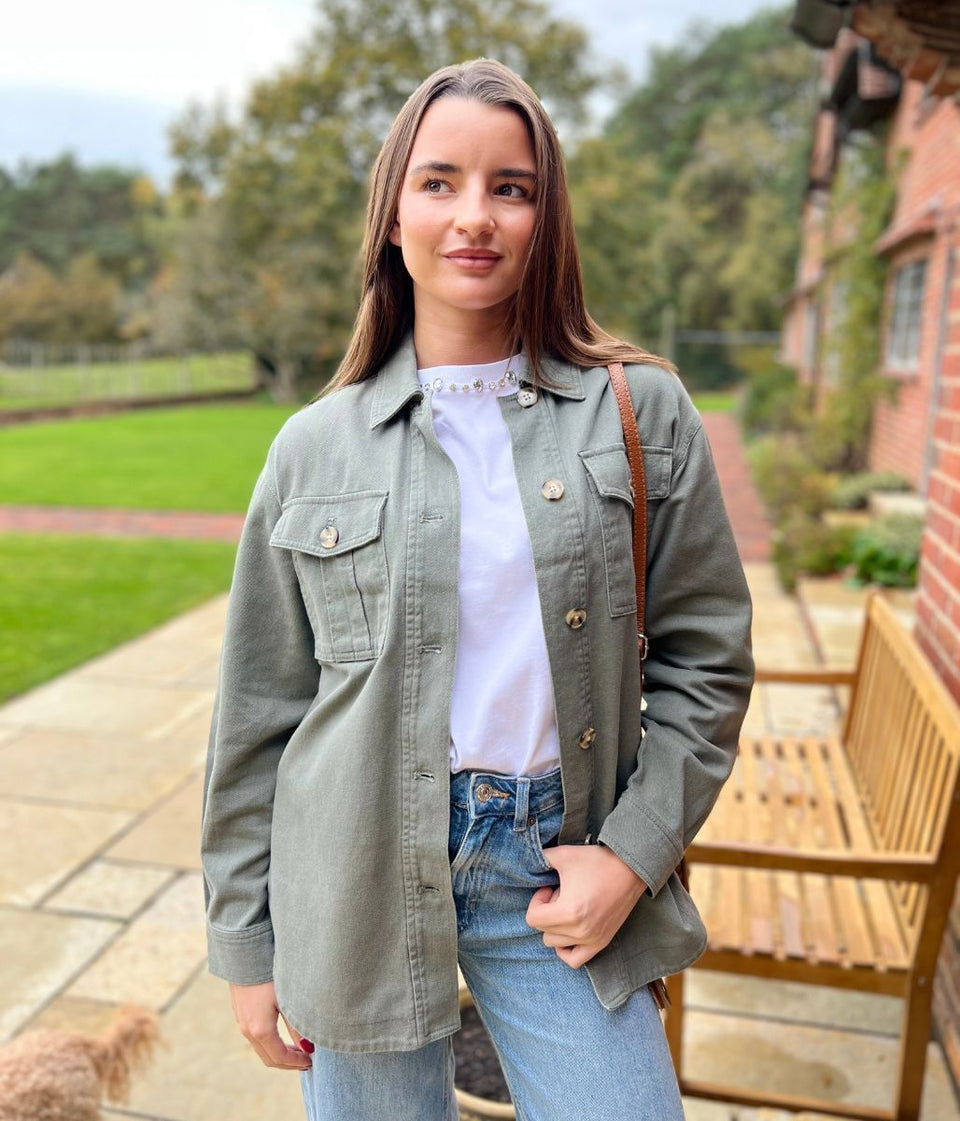 Khaki Denim Shacket