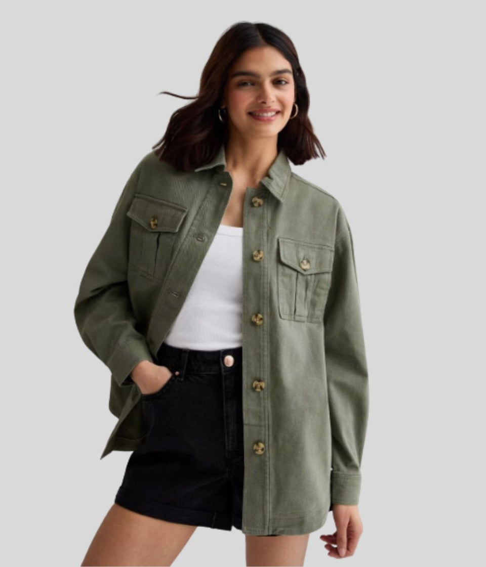 Khaki Denim Shacket