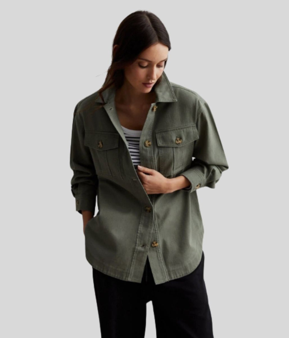Khaki Denim Shacket
