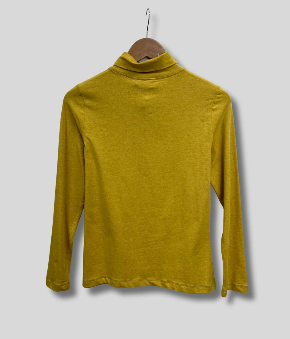 Ex Seasalt Mustard Landing Plain Roll Neck Top