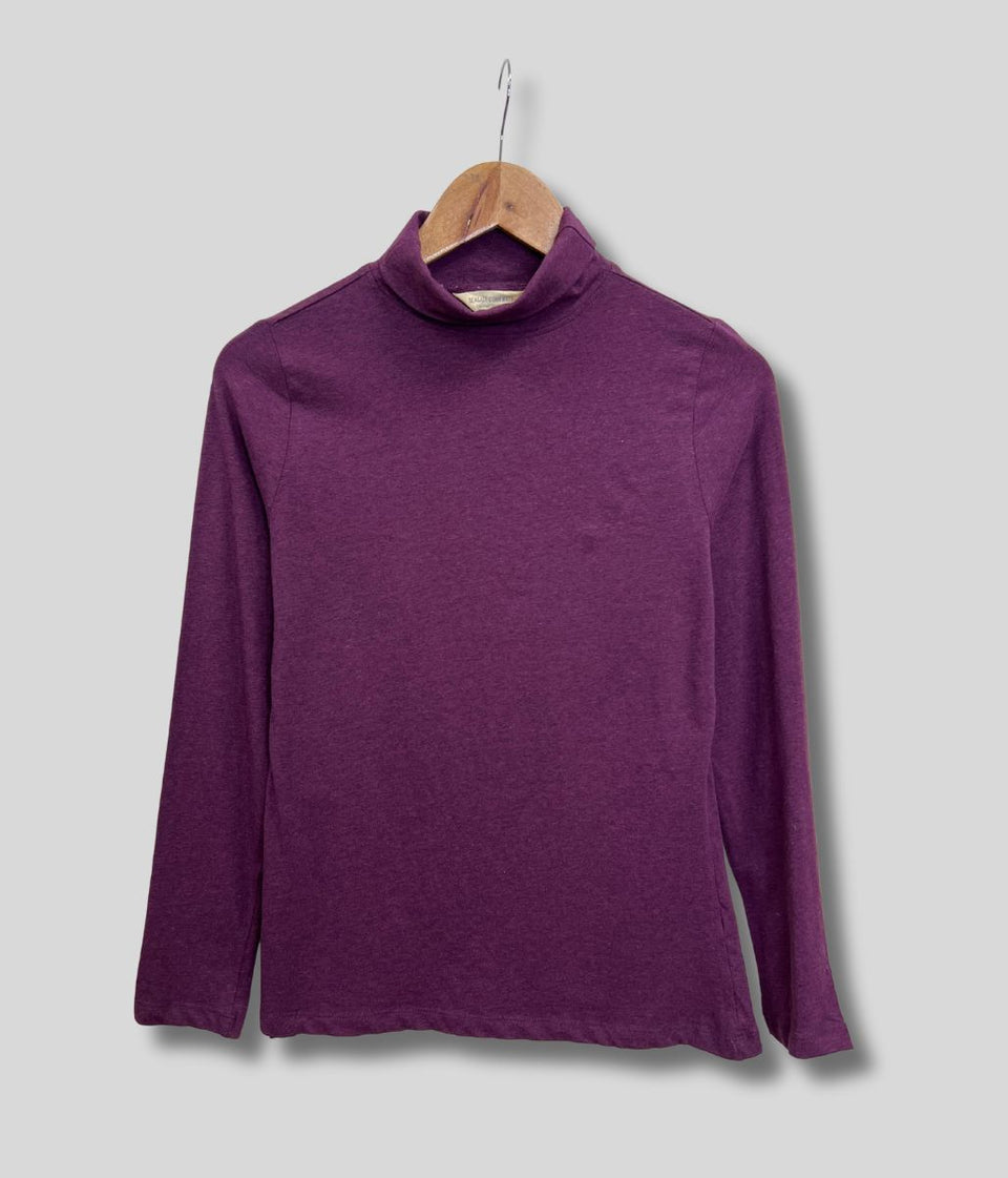 Ex Seasalt Purple Landing Plain Roll Neck Top