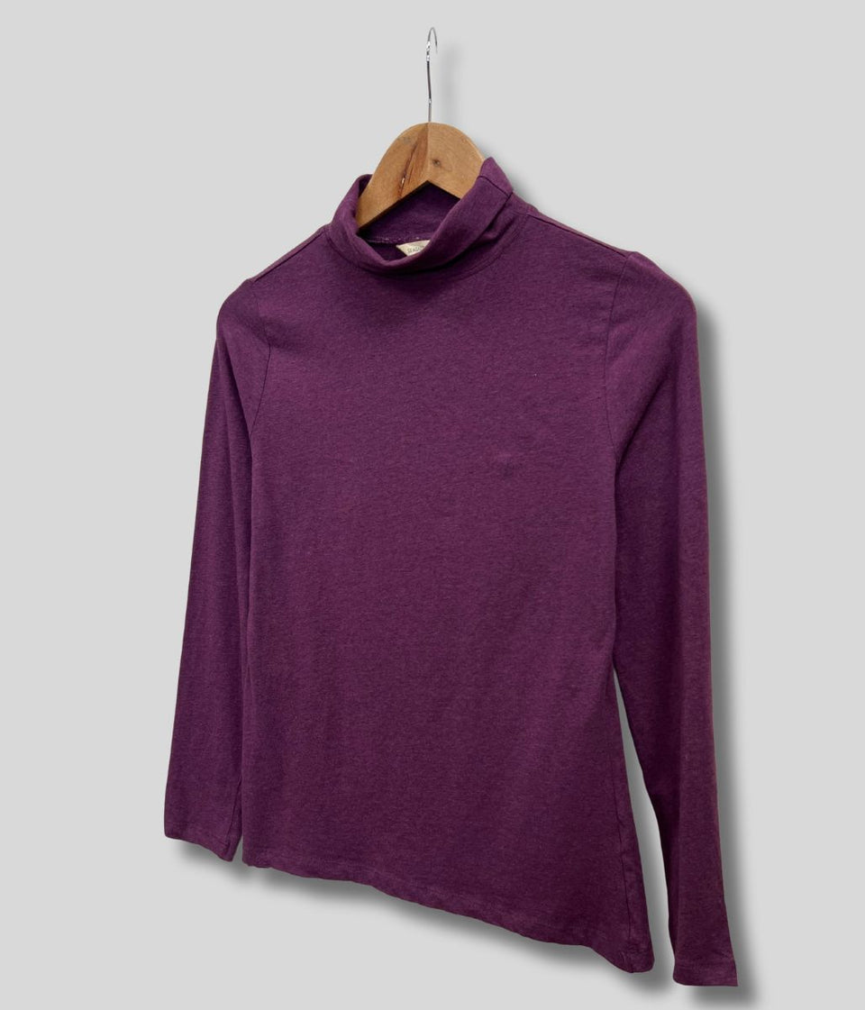 Ex Seasalt Purple Landing Plain Roll Neck Top