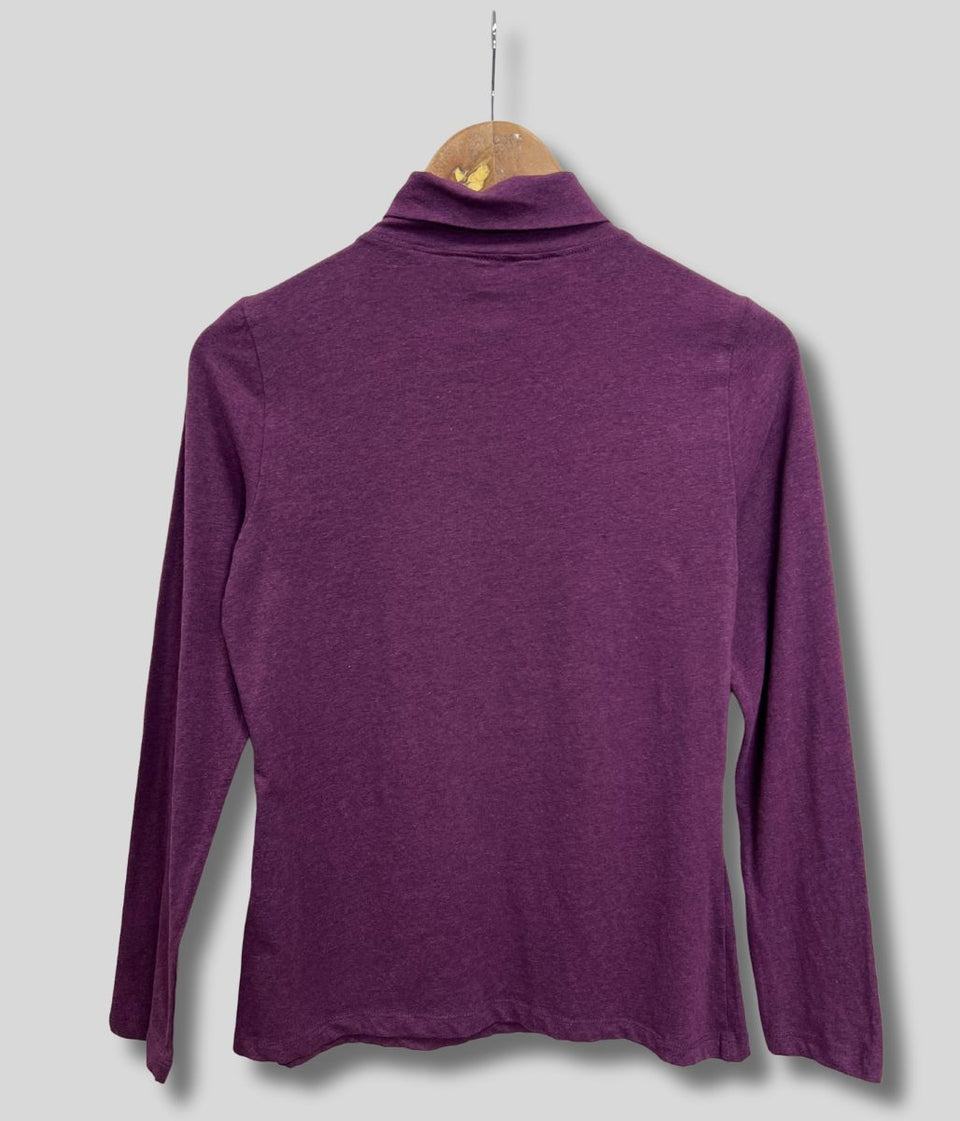 Ex Seasalt Purple Landing Plain Roll Neck Top