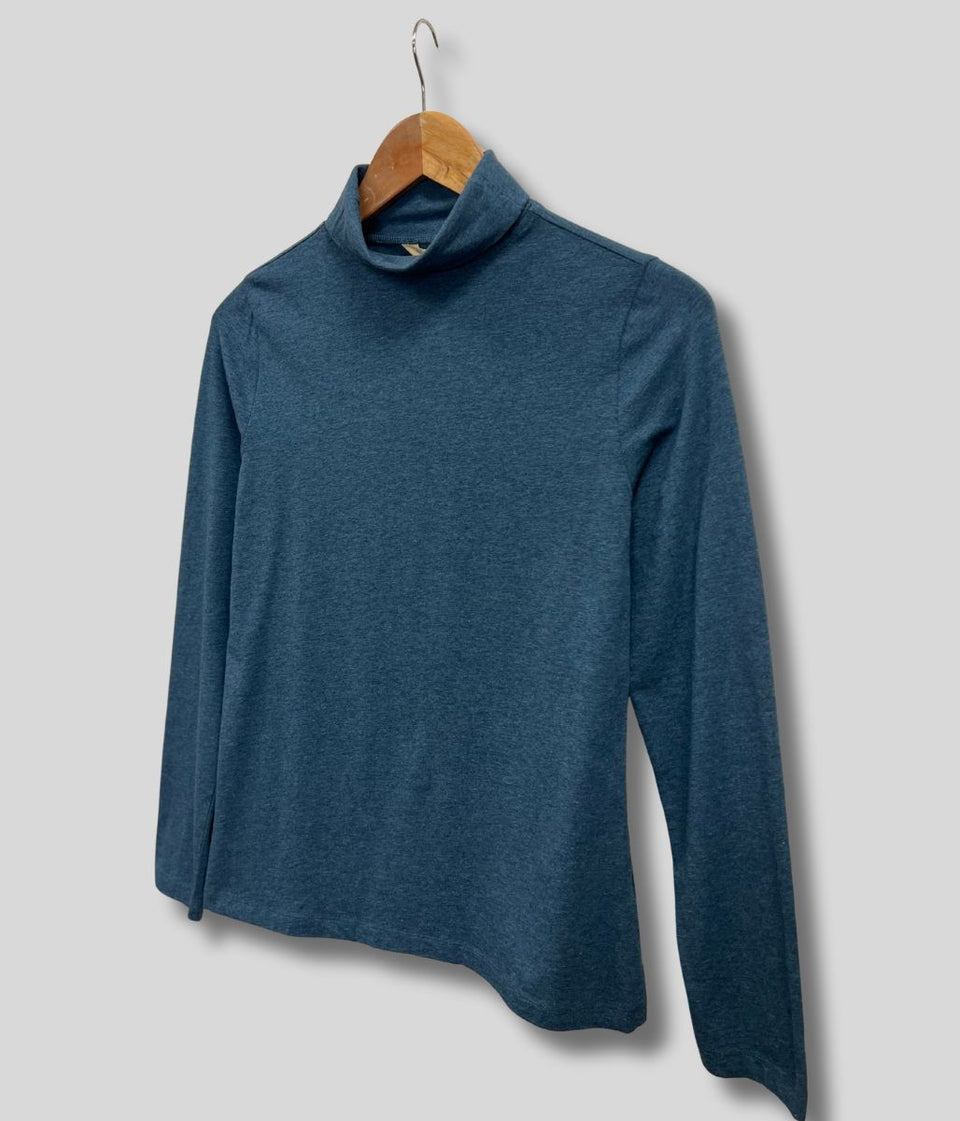 Ex Seasalt Petrol Blue Landing Plain Roll Neck Top