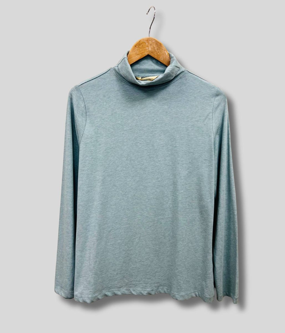 Ex Seasalt Aqua Landing Plain Roll Neck Top