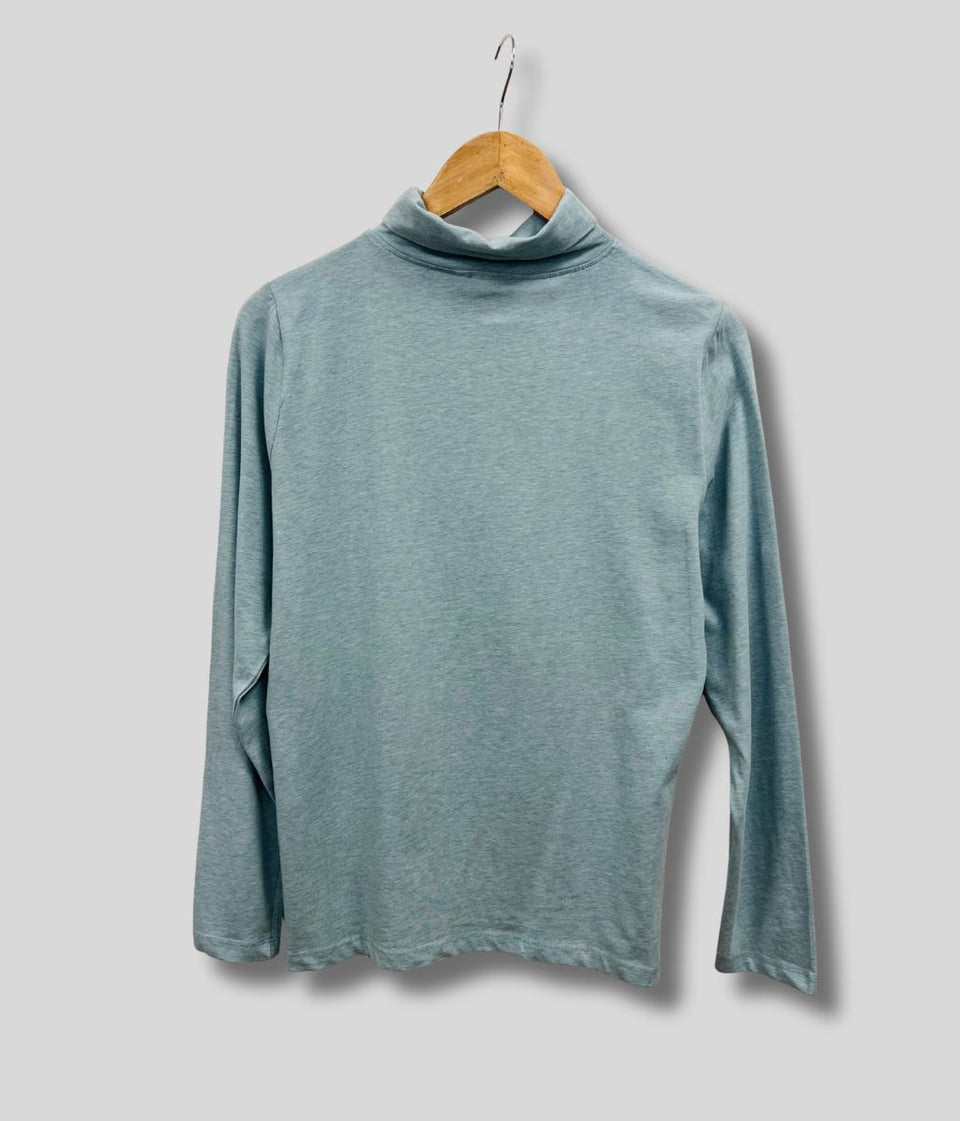 Ex Seasalt Aqua Landing Plain Roll Neck Top